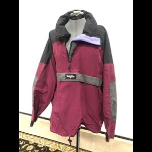 Vintage wave rave snowboarding pullover with pocket purple burgundy
